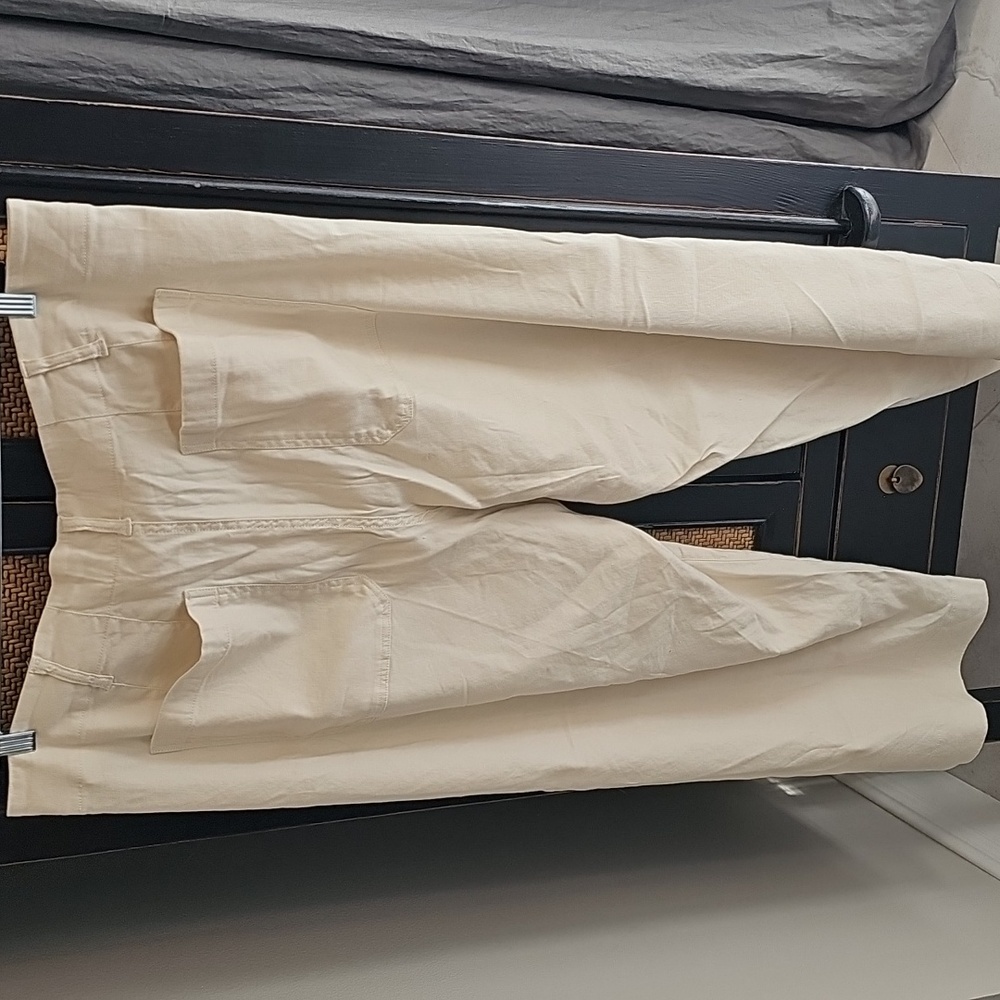 Anthropologie Maeve Cream Colette Linen Crop Pants - Picture 7 of 11